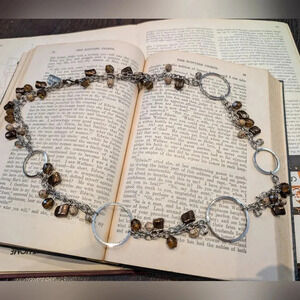 Silver and Brown Beaded Necklace